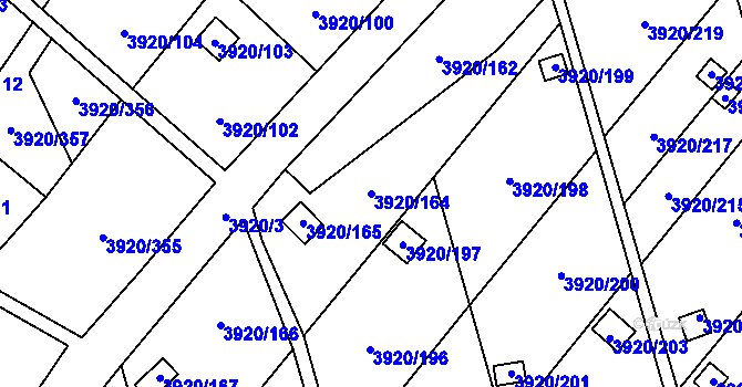 Parcela st. 3920/164 v KÚ Místek, Katastrální mapa