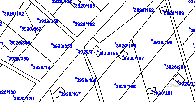 Parcela st. 3920/165 v KÚ Místek, Katastrální mapa