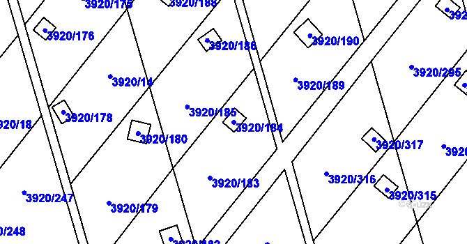 Parcela st. 3920/184 v KÚ Místek, Katastrální mapa
