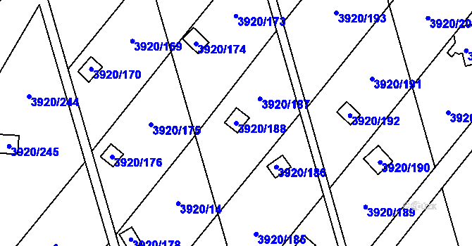 Parcela st. 3920/188 v KÚ Místek, Katastrální mapa