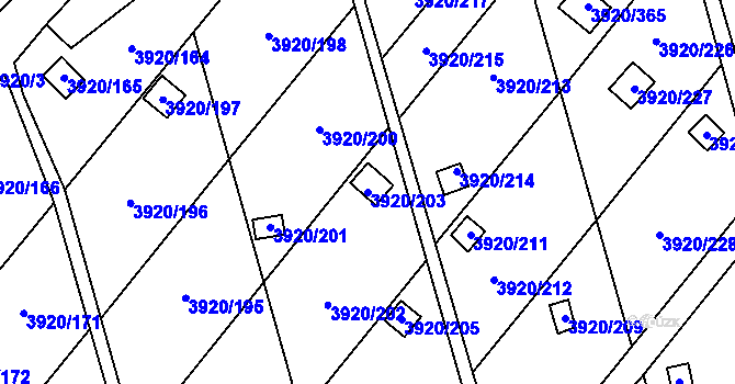 Parcela st. 3920/203 v KÚ Místek, Katastrální mapa