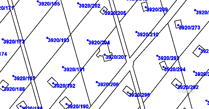 Parcela st. 3920/207 v KÚ Místek, Katastrální mapa