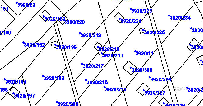 Parcela st. 3920/216 v KÚ Místek, Katastrální mapa