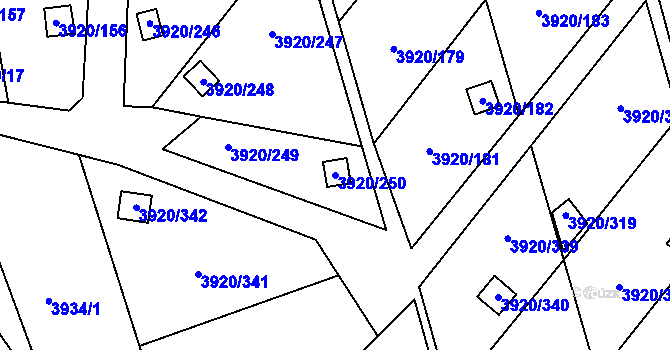 Parcela st. 3920/250 v KÚ Místek, Katastrální mapa