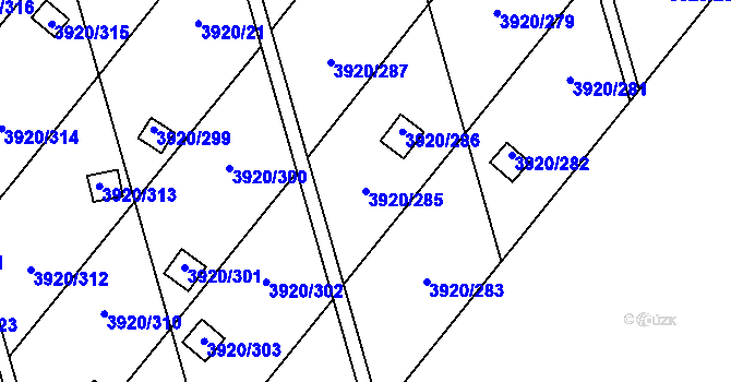 Parcela st. 3920/285 v KÚ Místek, Katastrální mapa