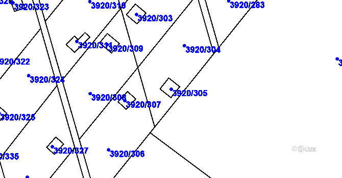 Parcela st. 3920/305 v KÚ Místek, Katastrální mapa