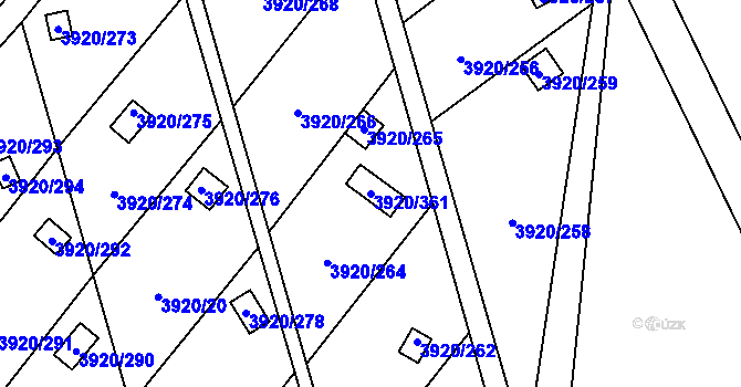 Parcela st. 3920/361 v KÚ Místek, Katastrální mapa