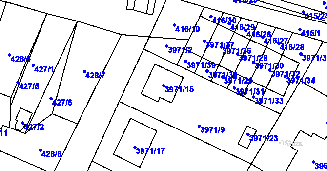 Parcela st. 3971/15 v KÚ Místek, Katastrální mapa