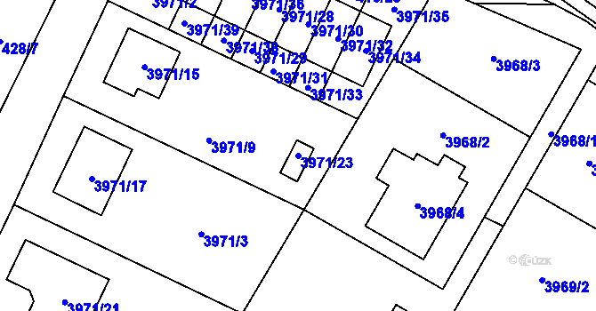 Parcela st. 3971/23 v KÚ Místek, Katastrální mapa