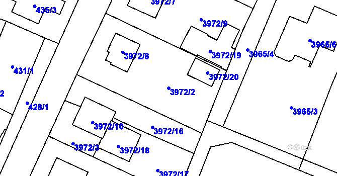 Parcela st. 3972/2 v KÚ Místek, Katastrální mapa