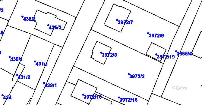 Parcela st. 3972/8 v KÚ Místek, Katastrální mapa