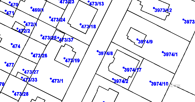 Parcela st. 3974/8 v KÚ Místek, Katastrální mapa
