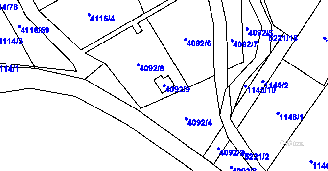Parcela st. 4092/9 v KÚ Místek, Katastrální mapa