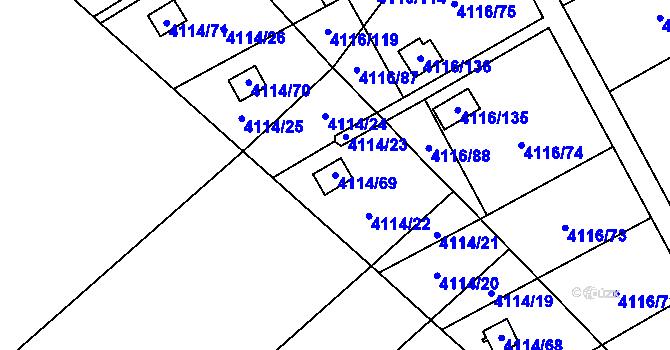Parcela st. 4114/69 v KÚ Místek, Katastrální mapa