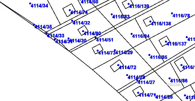 Parcela st. 4114/73 v KÚ Místek, Katastrální mapa