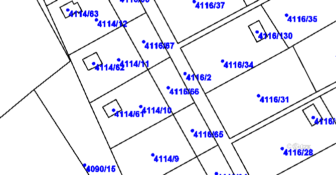 Parcela st. 4116/66 v KÚ Místek, Katastrální mapa