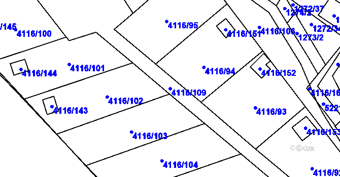 Parcela st. 4116/109 v KÚ Místek, Katastrální mapa