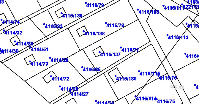 Parcela st. 4116/137 v KÚ Místek, Katastrální mapa