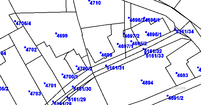 Parcela st. 4698 v KÚ Místek, Katastrální mapa