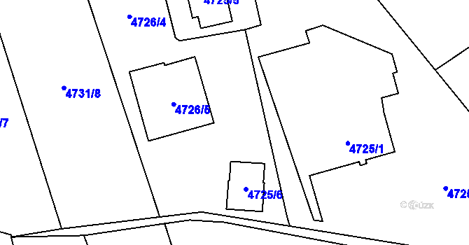Parcela st. 4725/3 v KÚ Místek, Katastrální mapa