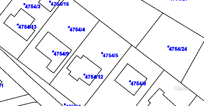 Parcela st. 4754/5 v KÚ Místek, Katastrální mapa