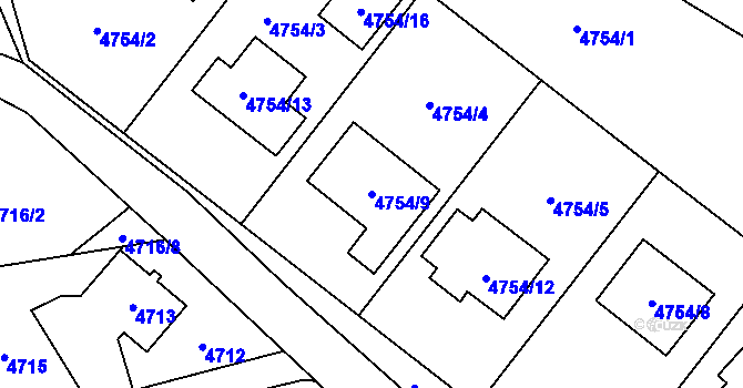 Parcela st. 4754/9 v KÚ Místek, Katastrální mapa