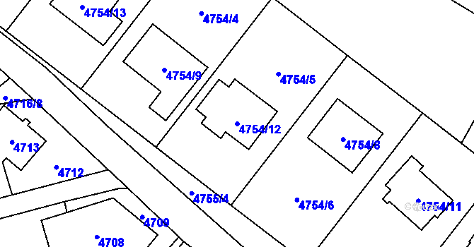 Parcela st. 4754/12 v KÚ Místek, Katastrální mapa