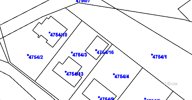 Parcela st. 4754/16 v KÚ Místek, Katastrální mapa