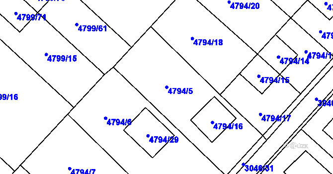 Parcela st. 4794/5 v KÚ Místek, Katastrální mapa