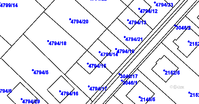 Parcela st. 4794/14 v KÚ Místek, Katastrální mapa
