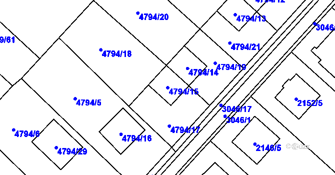 Parcela st. 4794/15 v KÚ Místek, Katastrální mapa