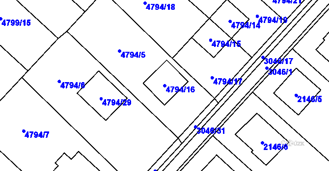 Parcela st. 4794/16 v KÚ Místek, Katastrální mapa