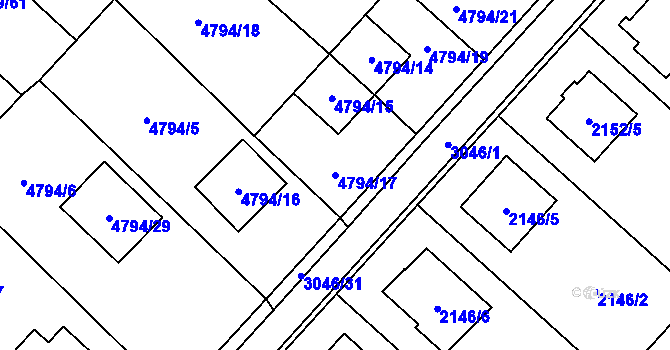 Parcela st. 4794/17 v KÚ Místek, Katastrální mapa
