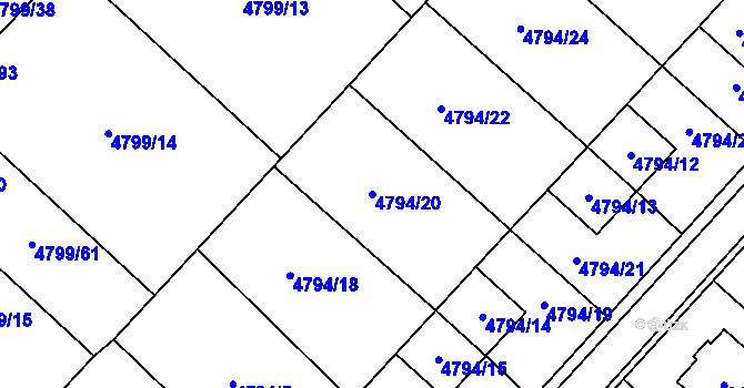 Parcela st. 4794/20 v KÚ Místek, Katastrální mapa