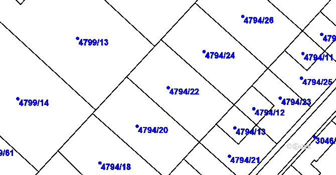 Parcela st. 4794/22 v KÚ Místek, Katastrální mapa