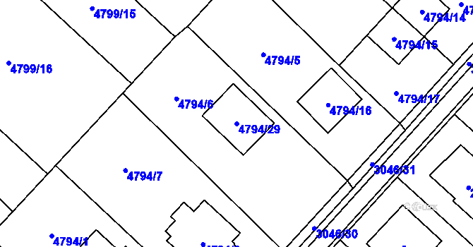 Parcela st. 4794/29 v KÚ Místek, Katastrální mapa