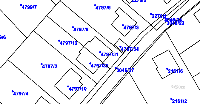 Parcela st. 4797/31 v KÚ Místek, Katastrální mapa