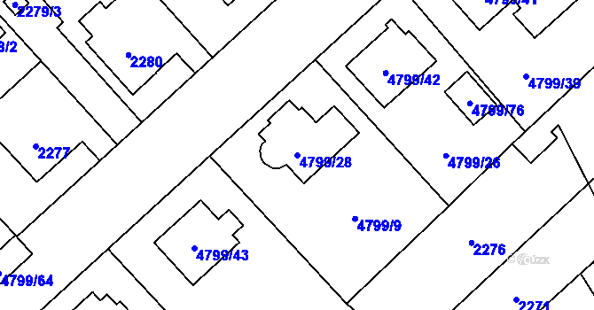 Parcela st. 4799/28 v KÚ Místek, Katastrální mapa