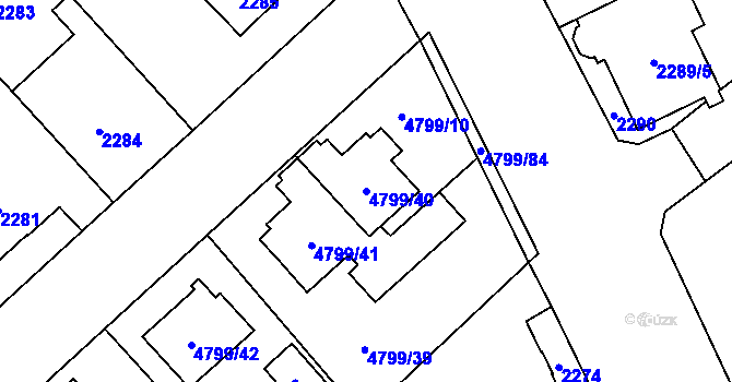 Parcela st. 4799/40 v KÚ Místek, Katastrální mapa