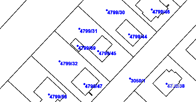 Parcela st. 4799/45 v KÚ Místek, Katastrální mapa