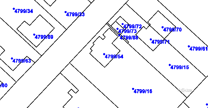 Parcela st. 4799/54 v KÚ Místek, Katastrální mapa