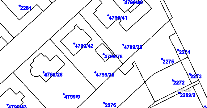 Parcela st. 4799/76 v KÚ Místek, Katastrální mapa