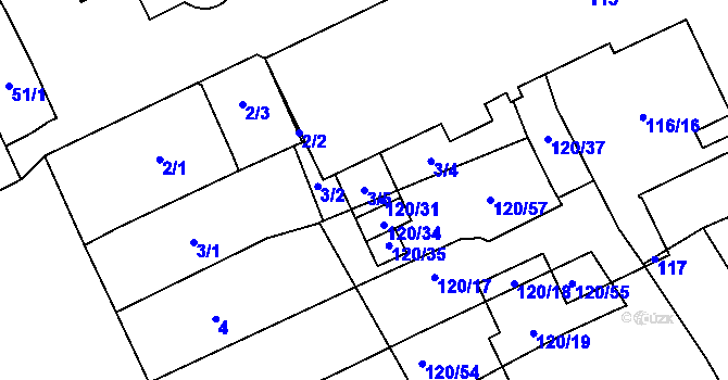 Parcela st. 3/5 v KÚ Místek, Katastrální mapa