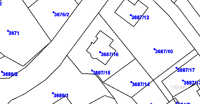 Parcela st. 3687/16 v KÚ Místek, Katastrální mapa