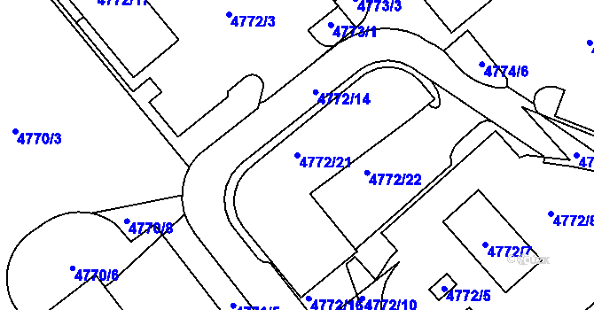 Parcela st. 4772/21 v KÚ Místek, Katastrální mapa