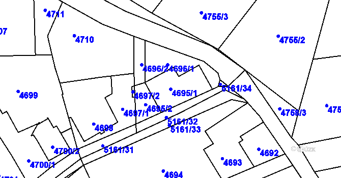 Parcela st. 4695/1 v KÚ Místek, Katastrální mapa