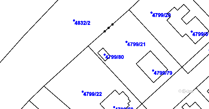 Parcela st. 4799/80 v KÚ Místek, Katastrální mapa