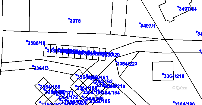 Parcela st. 3380/20 v KÚ Místek, Katastrální mapa