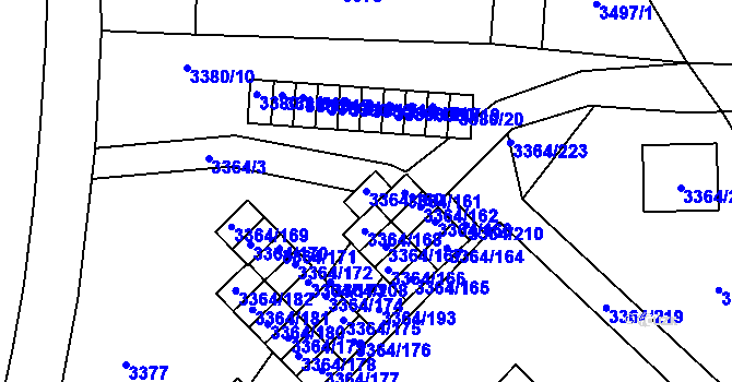 Parcela st. 3364/160 v KÚ Místek, Katastrální mapa