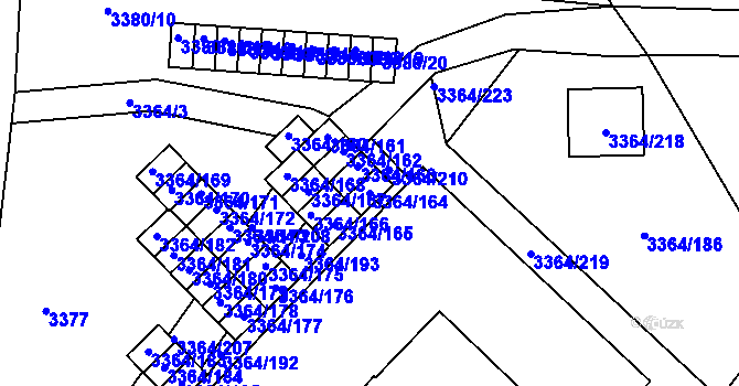Parcela st. 3364/164 v KÚ Místek, Katastrální mapa